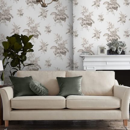 All White Wallpaper Styles - iMAGE of living room decorated in white laura ashley wallpaper