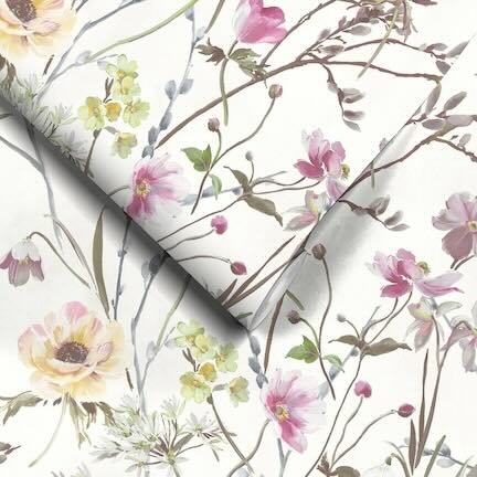 Dining Room Floral Wallpaper Collection - Image of Woodchip and magnolia maytime cream wallpaper roll