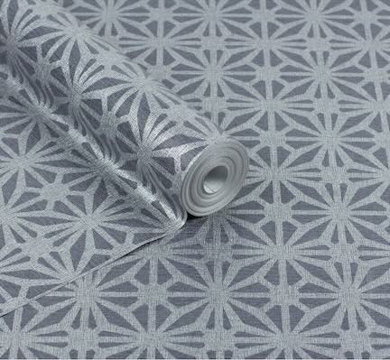 Arthouse Geometric Wallpaper - Moorish Mosaic Navy Silver Wallpaper