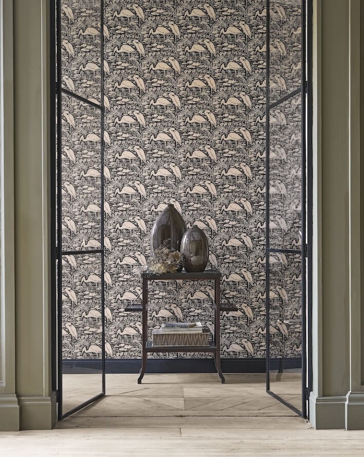- Casadeco Babylone Euphrate Noir reglisse Wallpaper - BBLN89739270 - Decor Warehouse