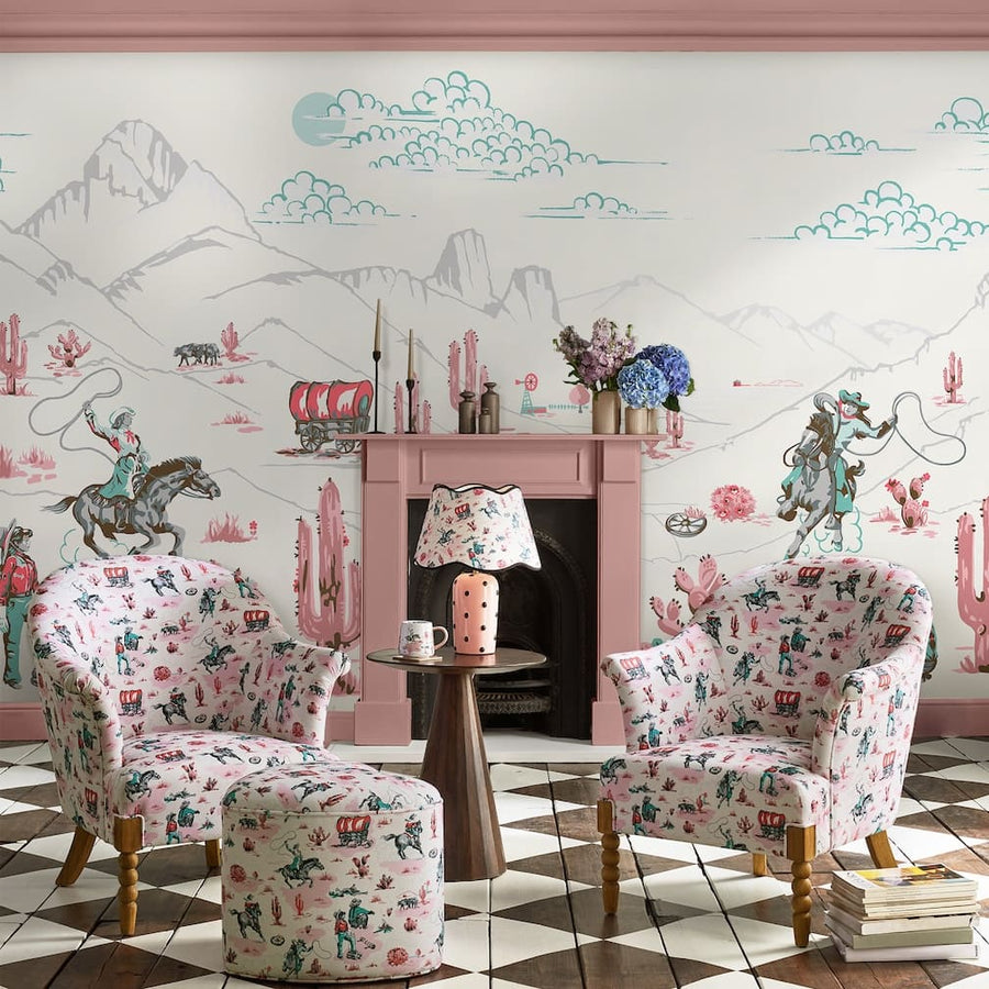 Cath Kidston Cowgirls Pink Wall Mural - 127727M