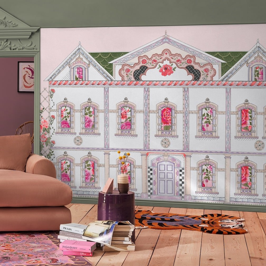 Cath Kidston Doll House Pink Wall Mural | Kids' bedroom – Decor Warehouse