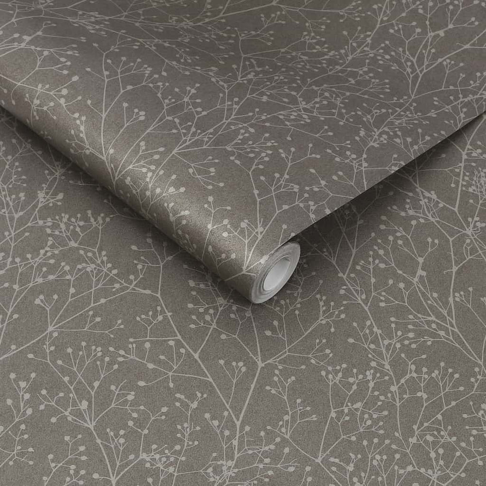 - Clarissa Hulse Gypsophila Mocha & Silver Wallpaper - 120369 - Decor Warehouse