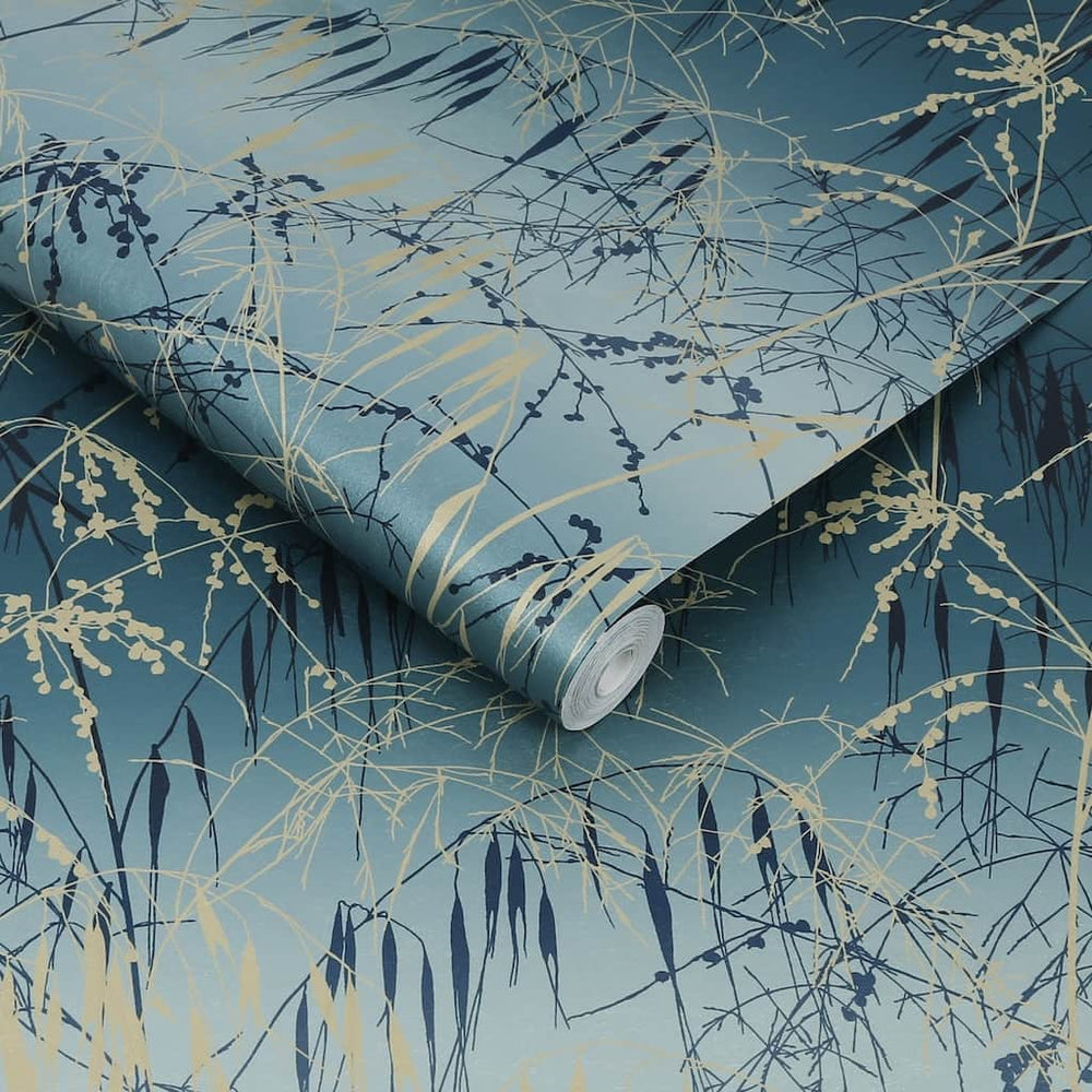 - Clarissa Hulse Meadow Grass Teal & Soft Gold Wallpaper - 120391 - Decor Warehouse