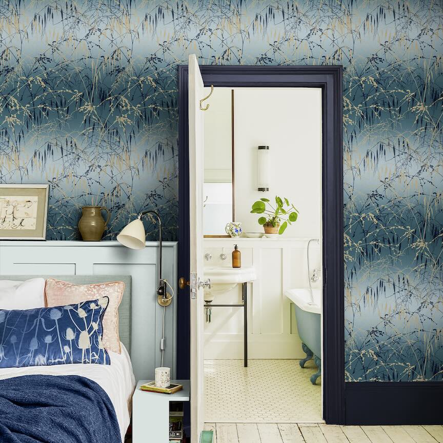 - Clarissa Hulse Meadow Grass Teal & Soft Gold Wallpaper - 120391 - Decor Warehouse