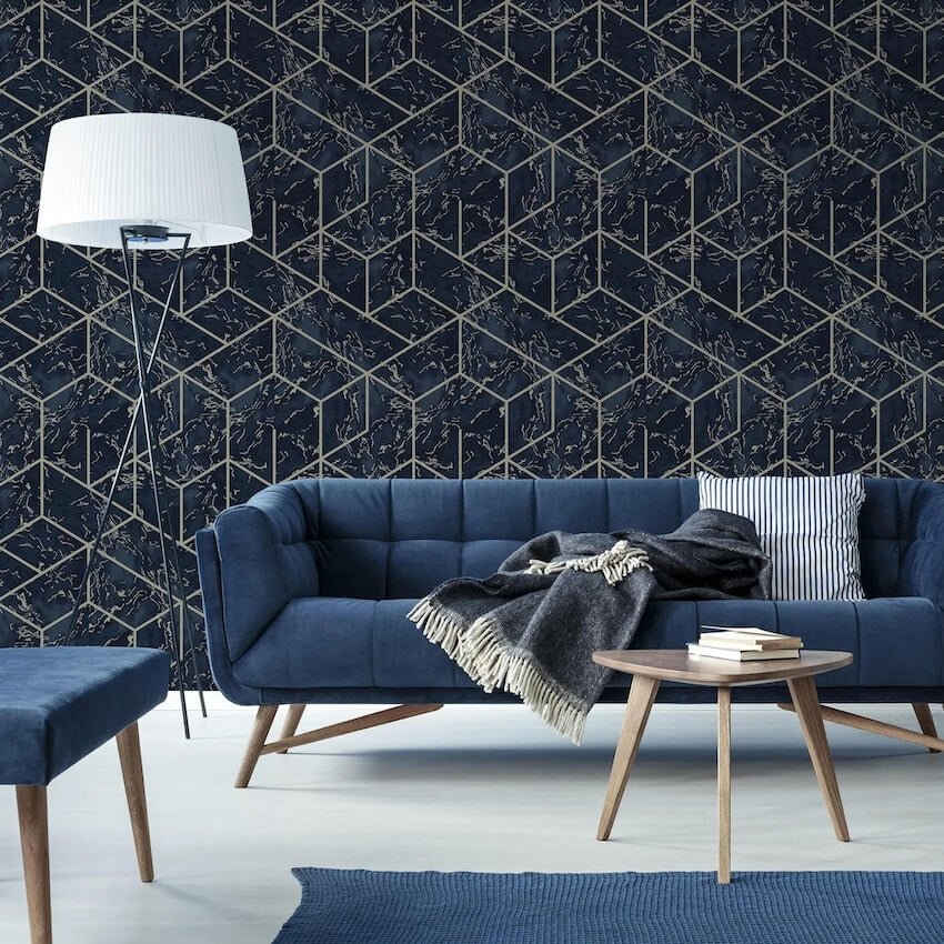 - Hestia Geo Midnight Wallpaper - 115601 - Decor Warehouse
