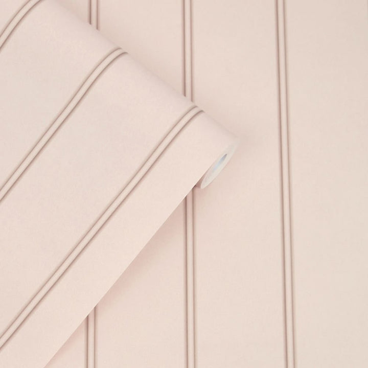 - Laura Ashley Chalford Wood Panelling Plaster Pink Wallpaper - 122760 - Decor Warehouse