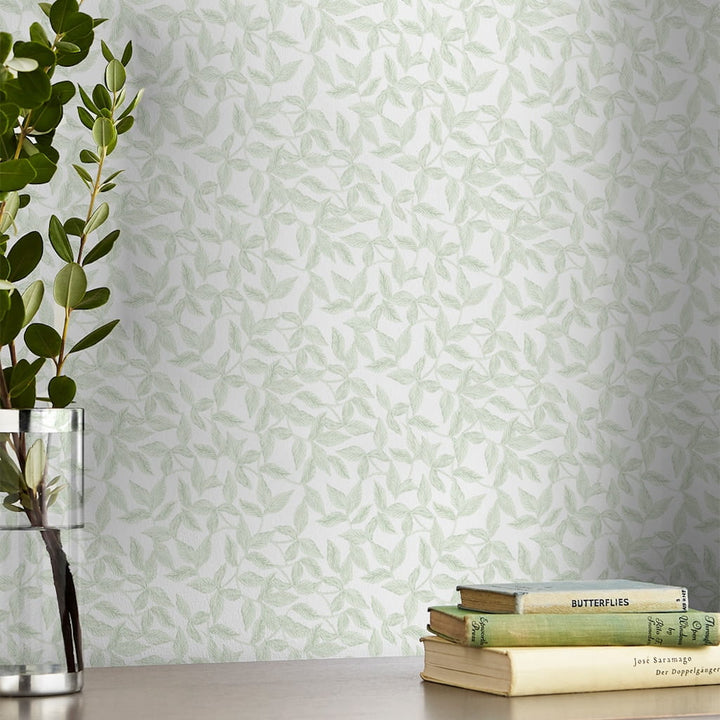 - Laura Ashley Erwood Pale Eau de Nil Wallpaper - 115265 - Decor Warehouse