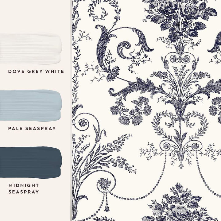 Laura Ashley Josette Off White and Midnight Wallpaper - 113387