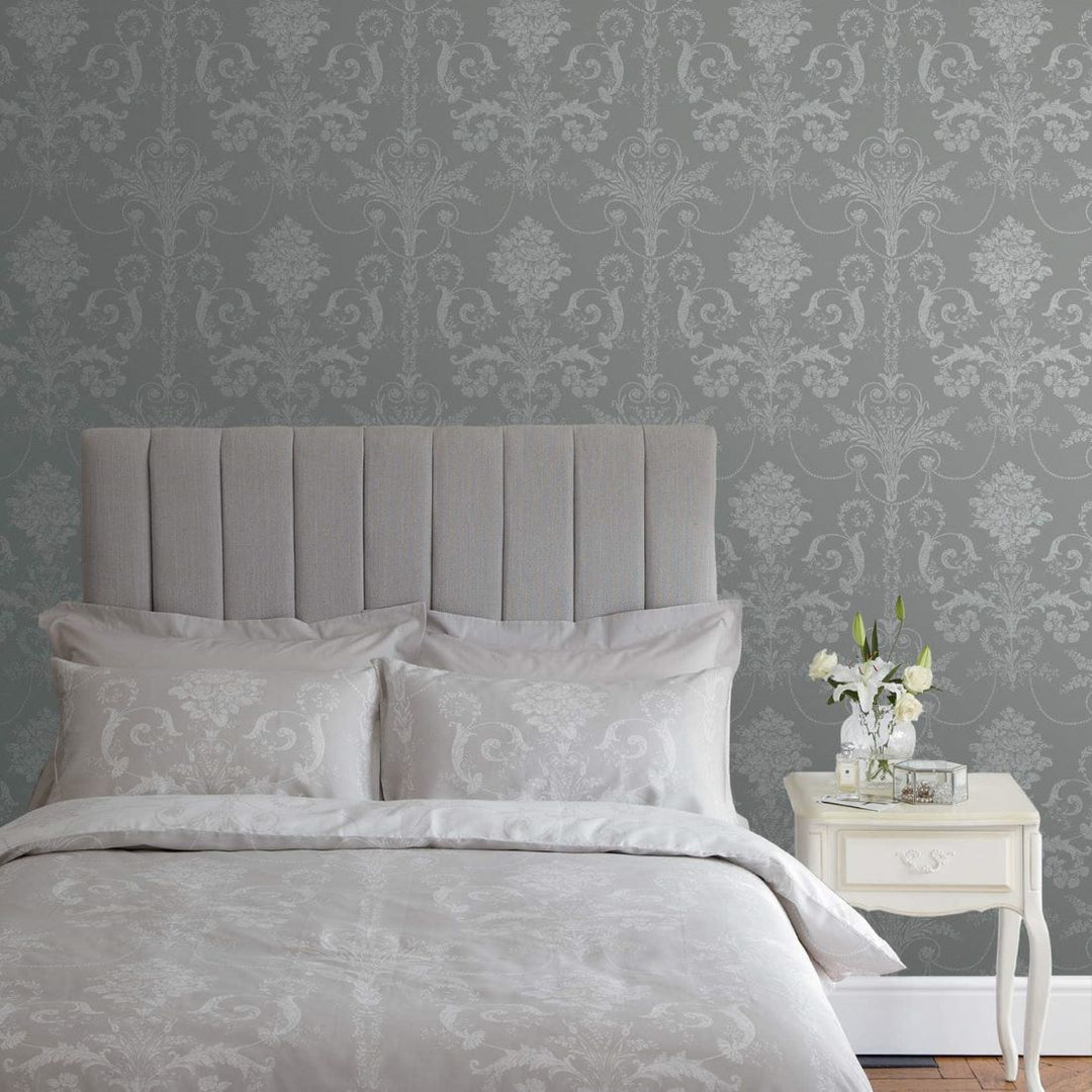 - Laura Ashley Josette Steel Wallpaper - 113383 - Decor Warehouse