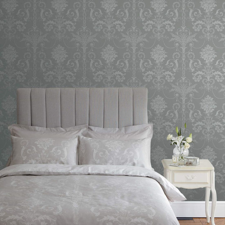- Laura Ashley Josette Steel Wallpaper - 113383 - Decor Warehouse