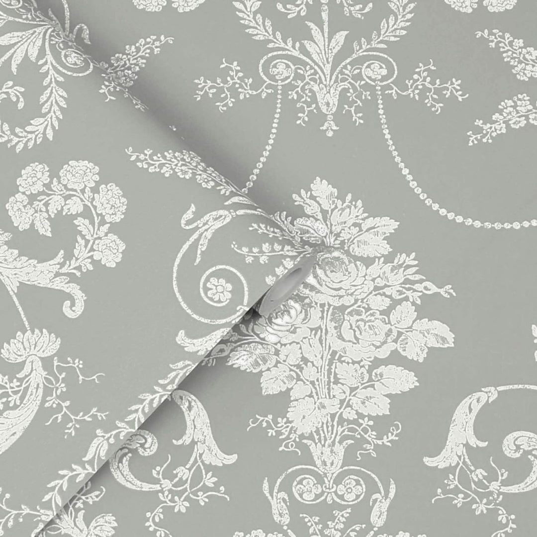 - Laura Ashley Josette Steel Wallpaper - 113383 - Decor Warehouse