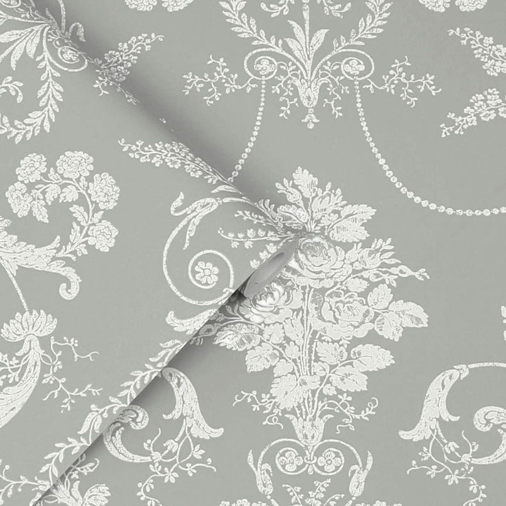 - Laura Ashley Josette Steel Wallpaper - 113383 - Decor Warehouse
