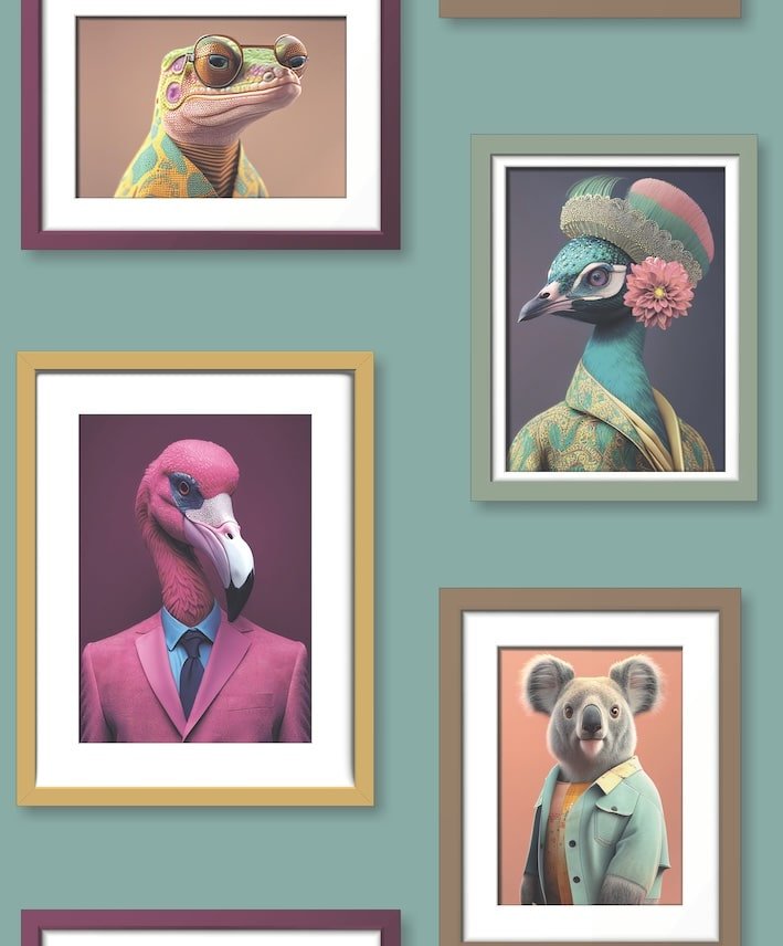 - Muriva Fantastic Animals Picture Frame Wallpaper - 102574 - Decor Warehouse