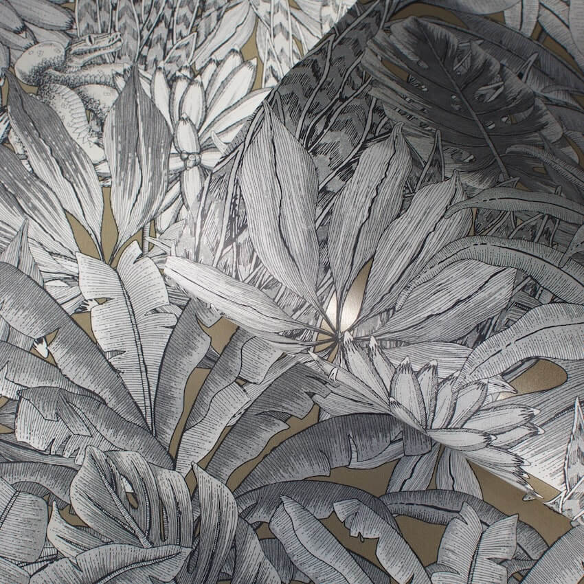 - Muriva Lush Forest Gold Metallic Wallpaper - 205503 - Decor Warehouse