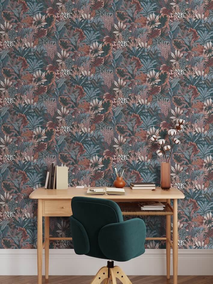 - Muriva Lush Forest Teal Metallic Wallpaper - 205501 - Decor Warehouse