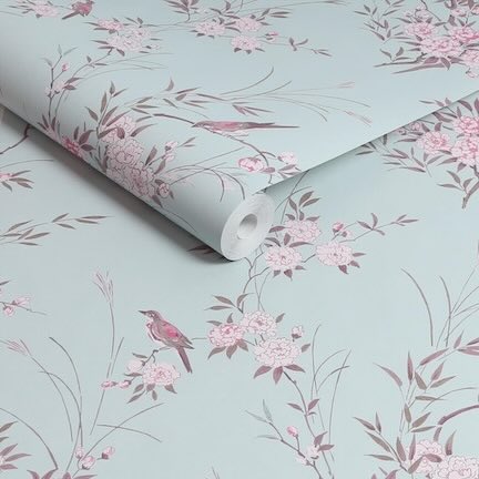 Click to view Animal and bird Shabby Chic Wallpaper styles - Image features Rachel Ashwells Bird Chinoiserie Blue Wallpaper Roll