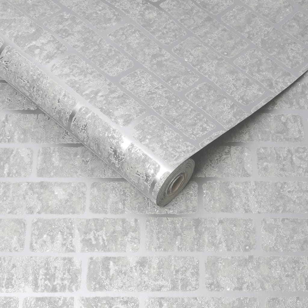 Superfresco Milan Brick Silver Wallpaper - 106523