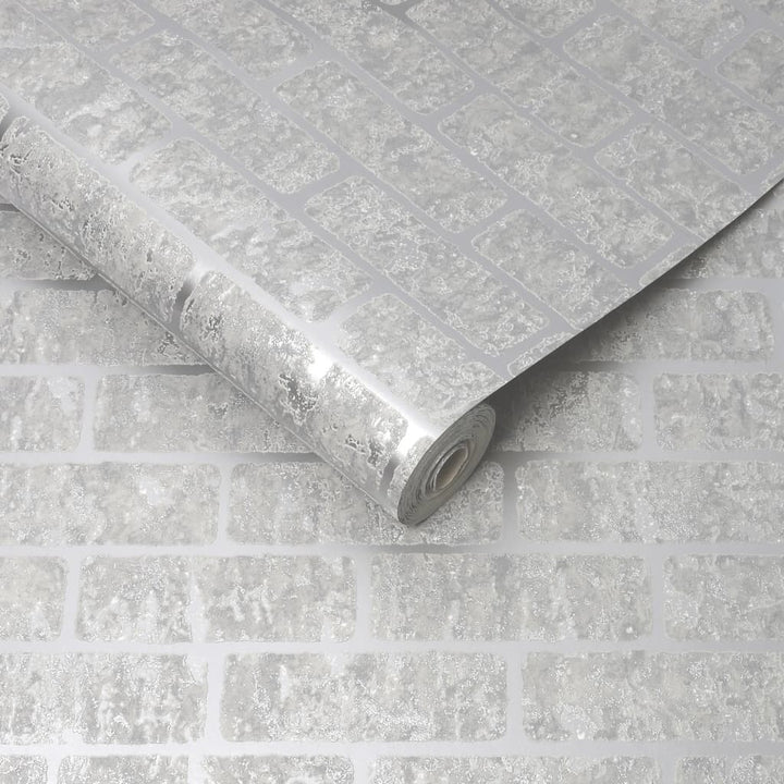 Superfresco Milan Brick Silver Wallpaper - 106523