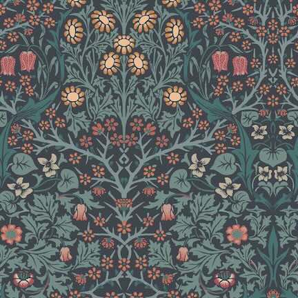 William Morris Blackthorn Navy wallpaper with floral pattern, view all William Morris floral wallpapers