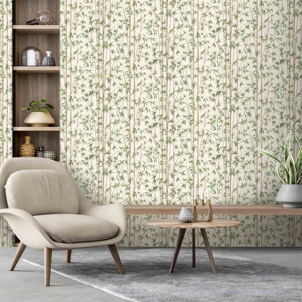 Woodchip & Magnolia Bamboozle Sage Wallpaper - WM-397-02