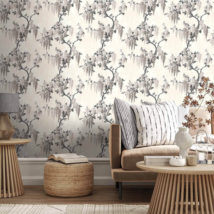 Woodchip & Magnolia Wisteria in Taupe Wallpaper - WM-333-02R