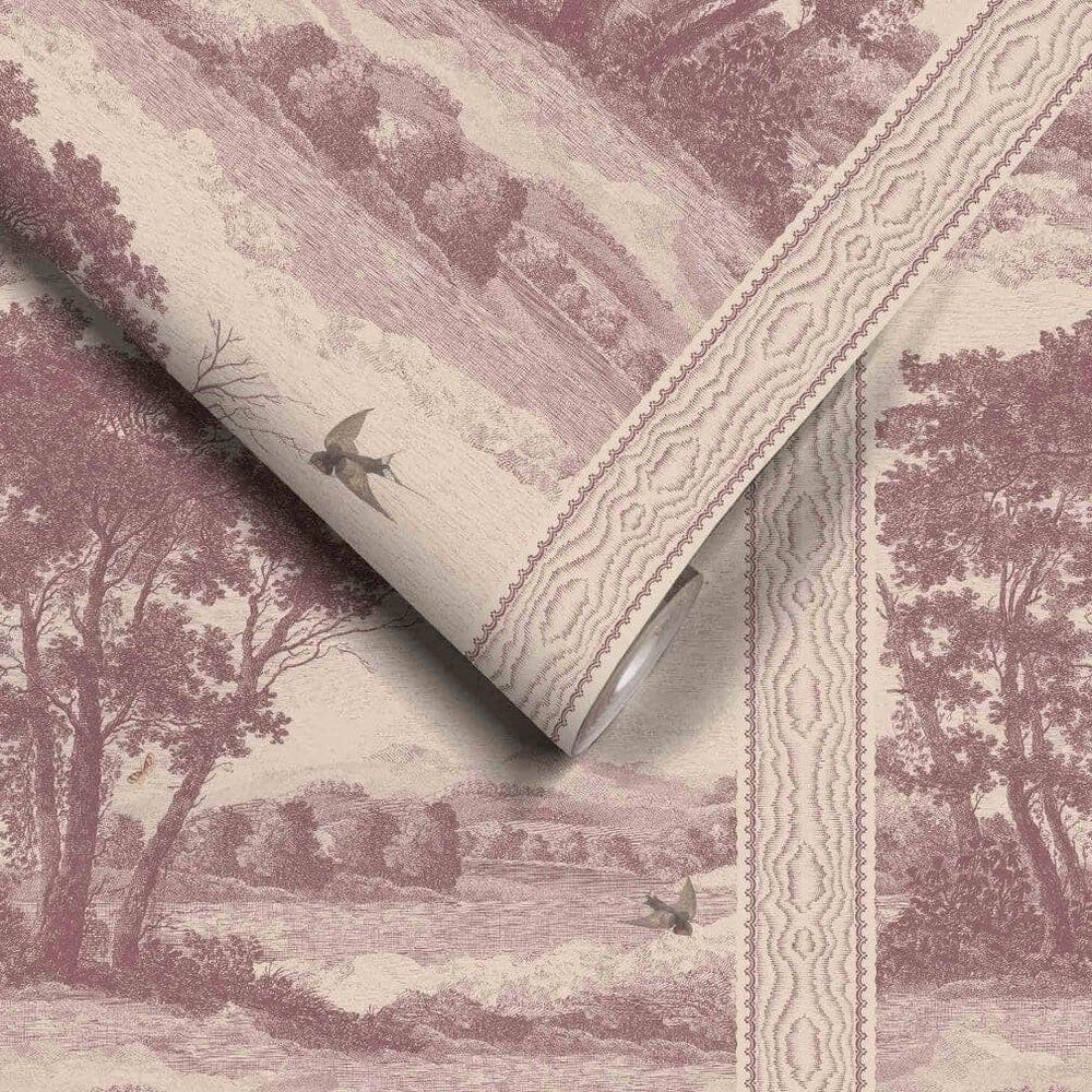 Woodchip & Magnolia Zephyr Mulberry Stripe Wallpaper - WM-484-04