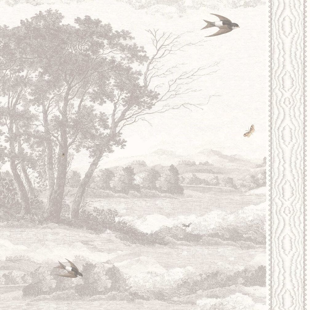 Woodchip & Magnolia Zephyr Taupe Stripe Wallpaper CAD image