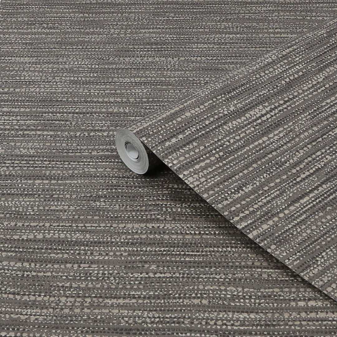 122436-Graham & Brown-Chunky Horizontal Weave Charcoal Wallpaper-Decor Warehouse