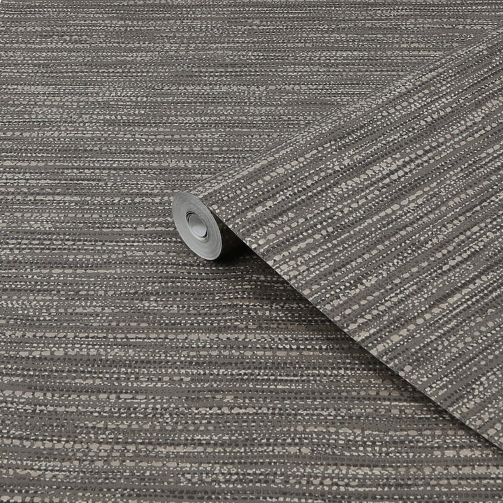 122436-Graham & Brown-Chunky Horizontal Weave Charcoal Wallpaper-Decor Warehouse