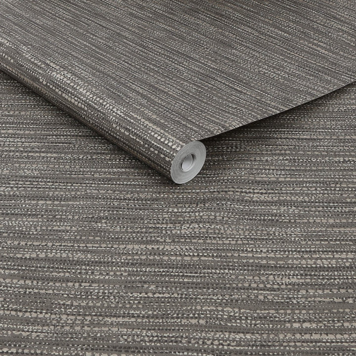 122436-Graham & Brown-Chunky Horizontal Weave Charcoal Wallpaper-Decor Warehouse