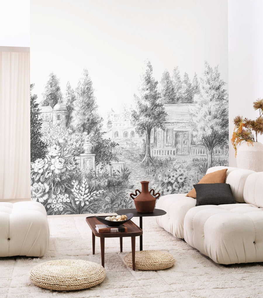 WDWS89029709-Casadeco-Casadeco French Park Charcoal Black Wall Mural Large Size-Decor Warehouse