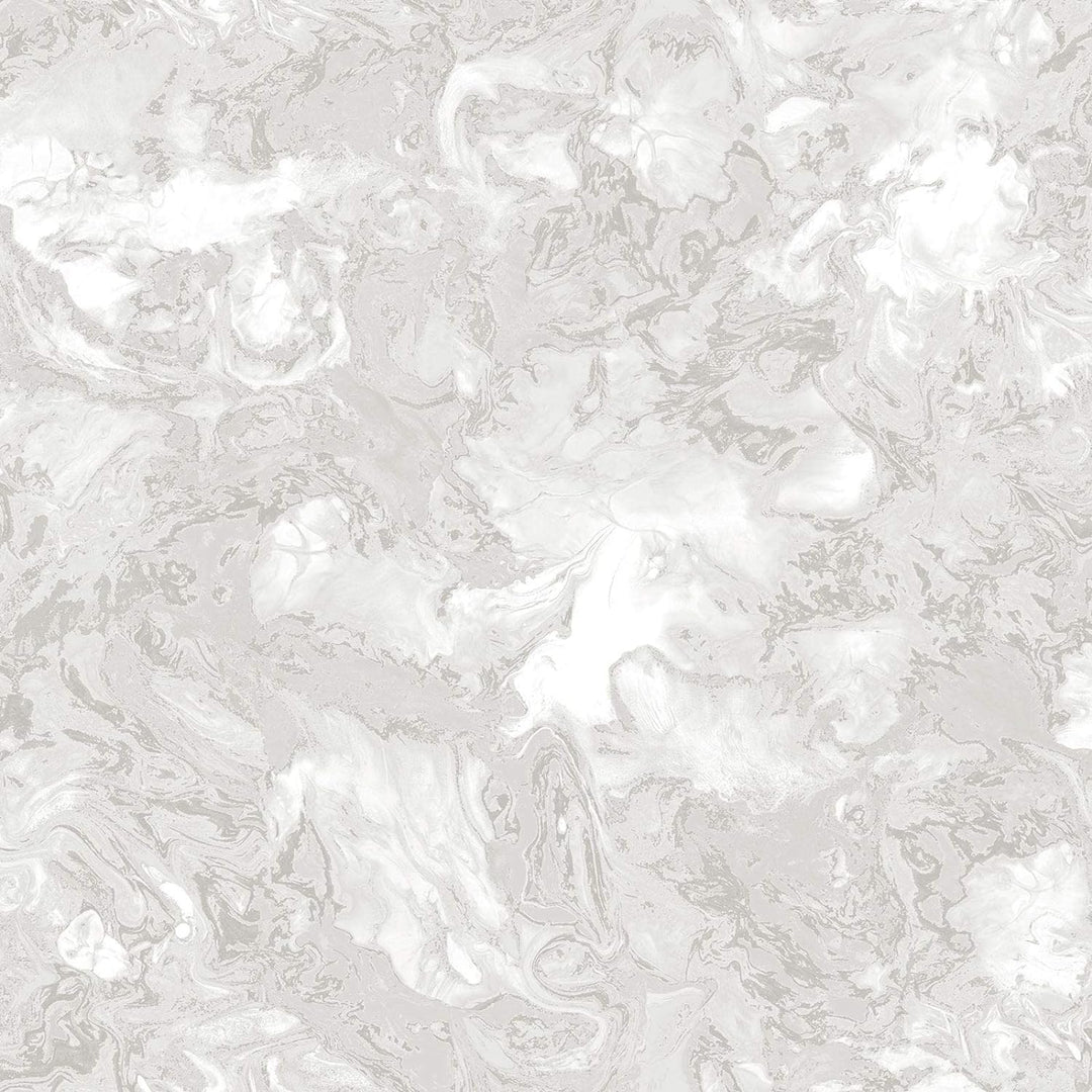 - Crystal - Liquid Marble Shimmer White Silver Wallpaper - 6354 - Decor Warehouse