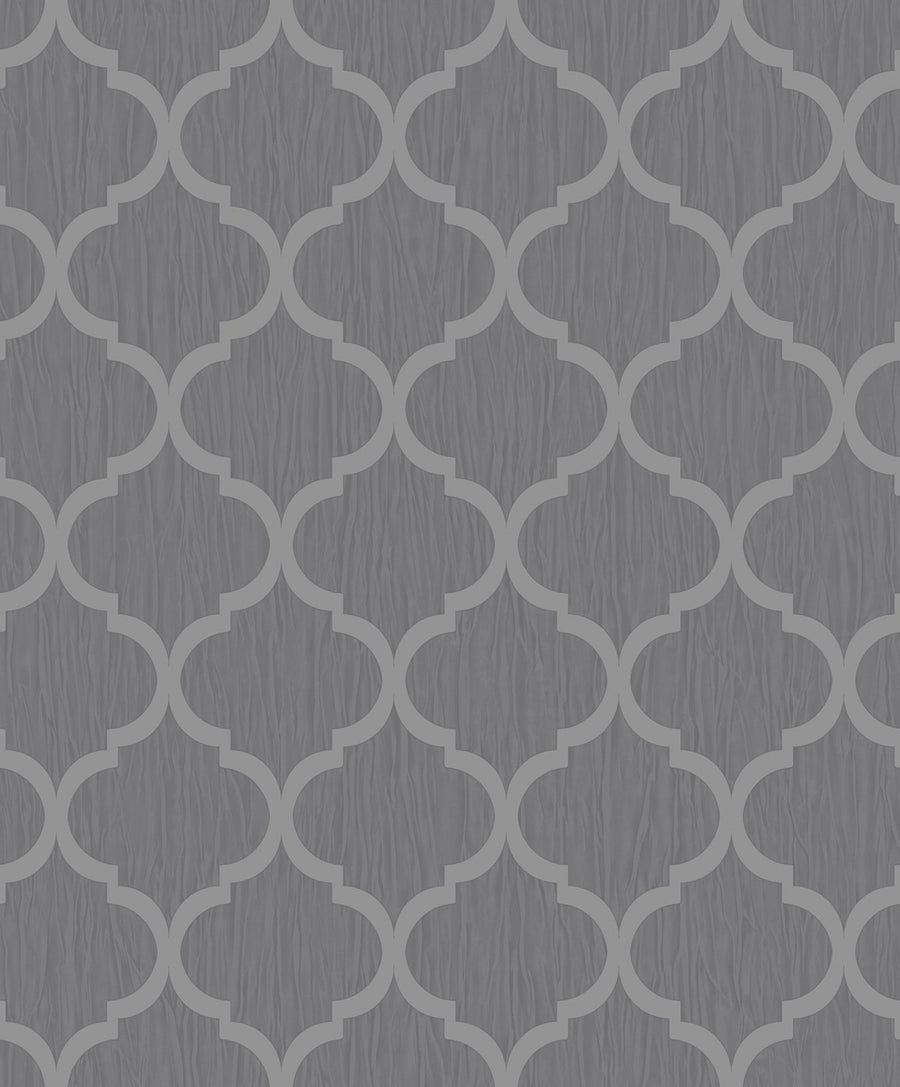 - Crystal Trellis Wallpaper - Grey / Silver - 8897 - Decor Warehouse