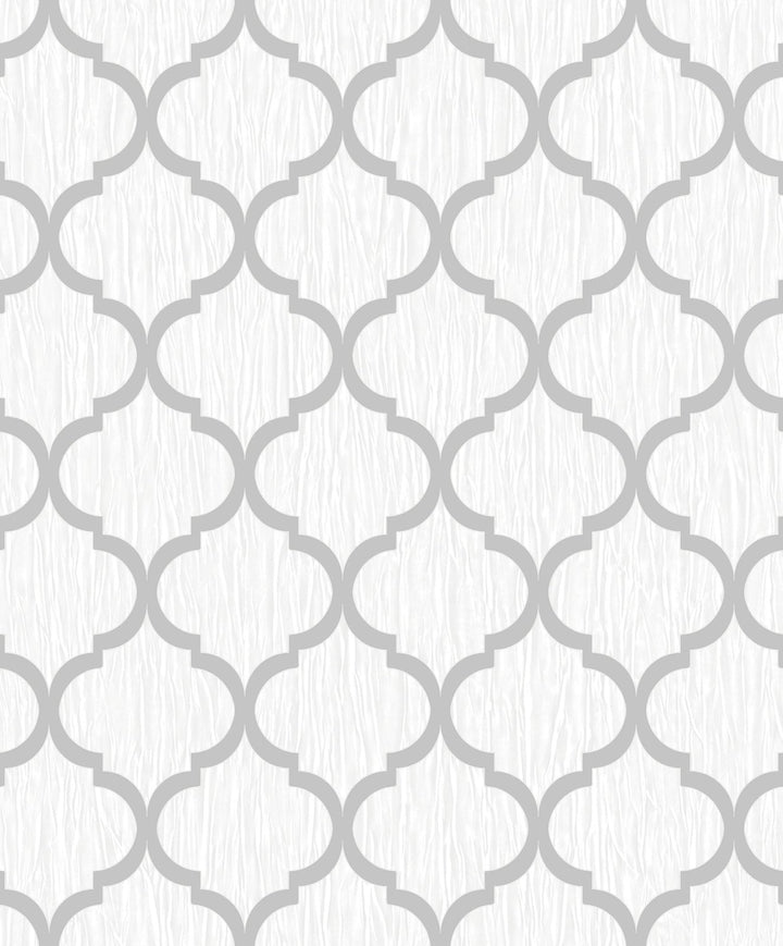 - Crystal Trellis Wallpaper - White / Silver - 8896 - Decor Warehouse