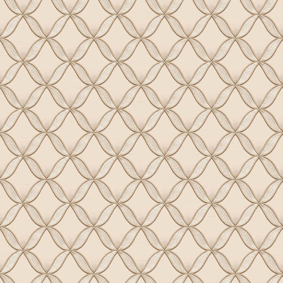 - Fabric Touch - Geometric Diamond Cream & Gold Wallpaper - 9111 - Decor Warehouse