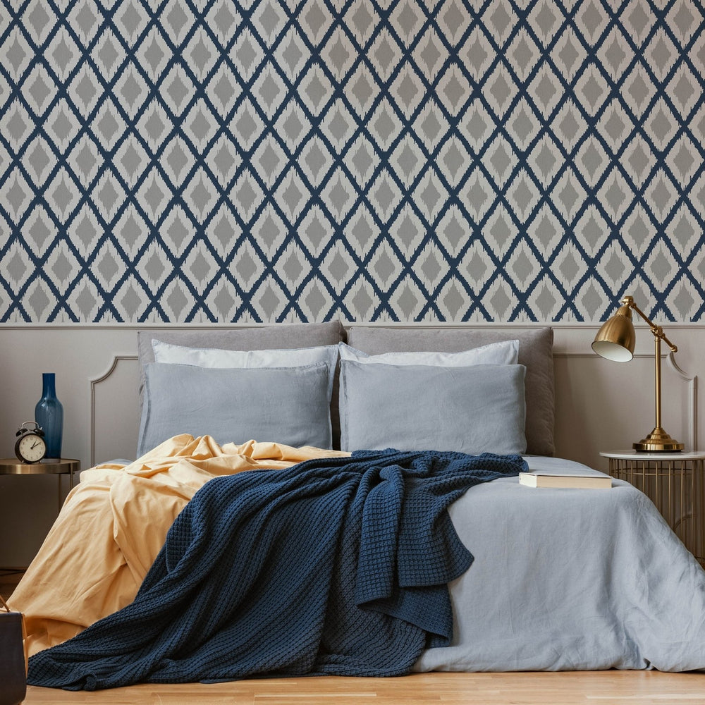 112159-Graham & Brown-Fresco - IKAT Blue Wallpaper-Decor Warehouse