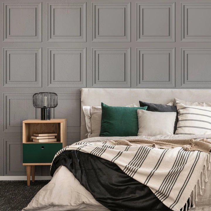 - Fresco Wood Panel Grey Wallpaper - 113257 - Decor Warehouse