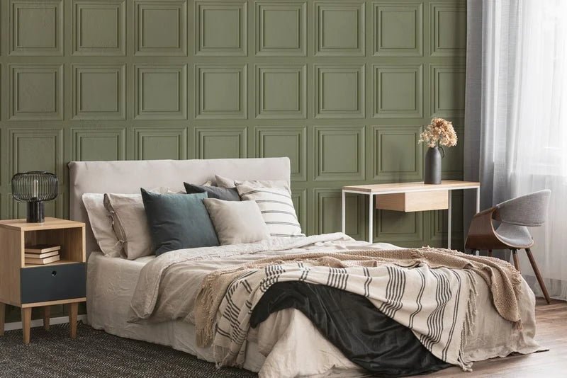 - Fresco Wood Panel Sage Wallpaper - 115077 - Decor Warehouse