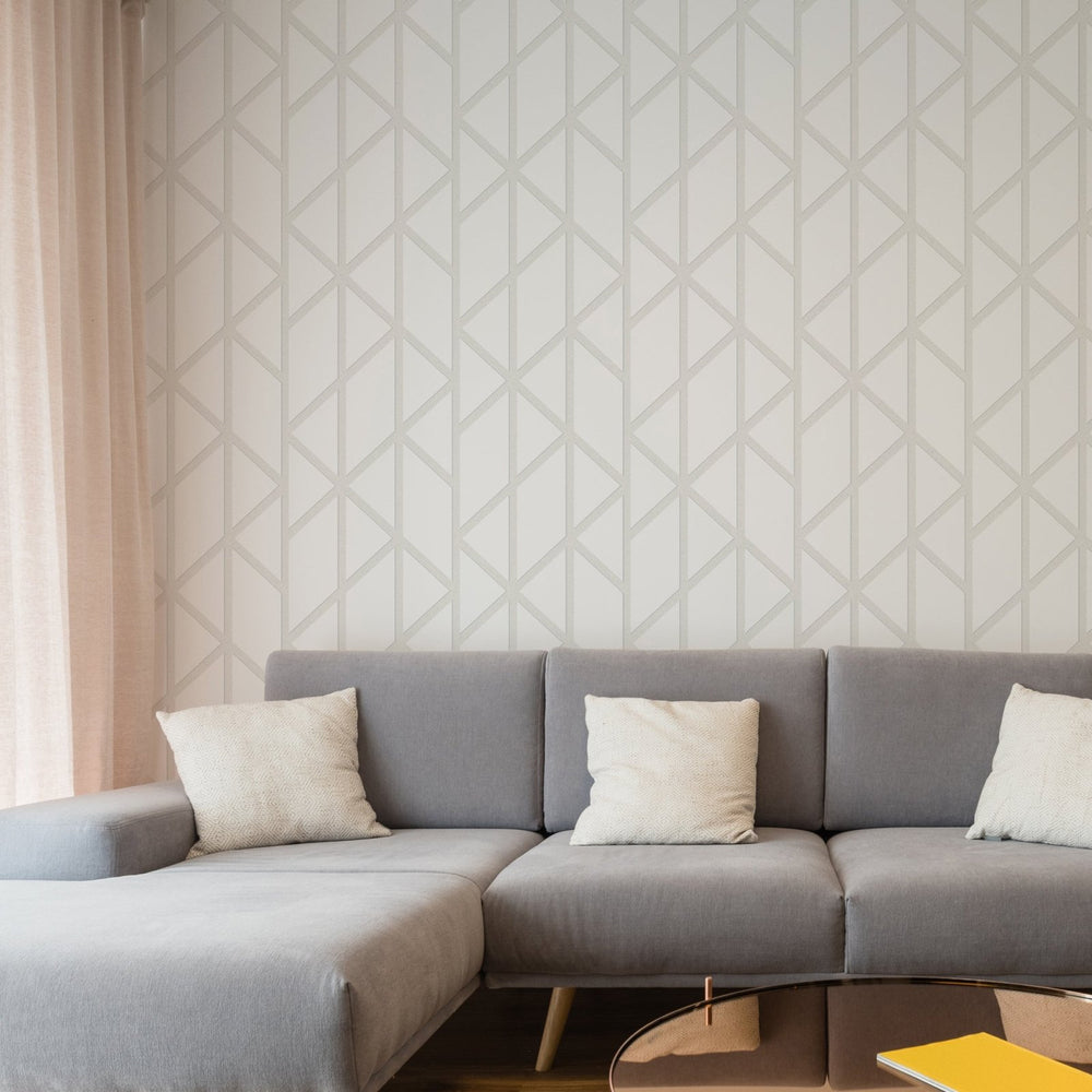 117848-Graham & Brown-Superfresco - Geo Panel White Wallpaper-Decor Warehouse