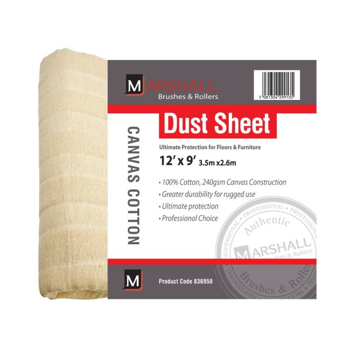 - Heavy Duty Canvas Cotton - Dust Sheet 3.5 x 2.6m - 836952 - Decor Warehouse