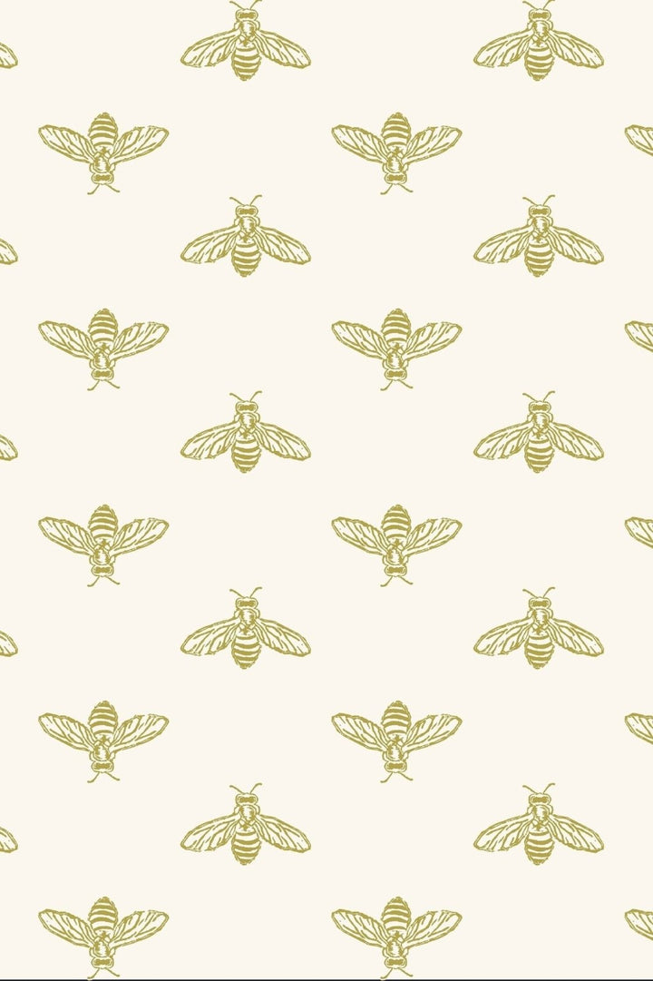 - Joules Block Print Bee Antique Gold Wallpaper - 118547 - Decor Warehouse