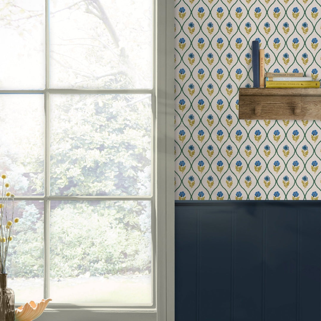 120876-Graham & Brown-Joules - Trellis Floral Creme Gold wallpaper-Decor Warehouse