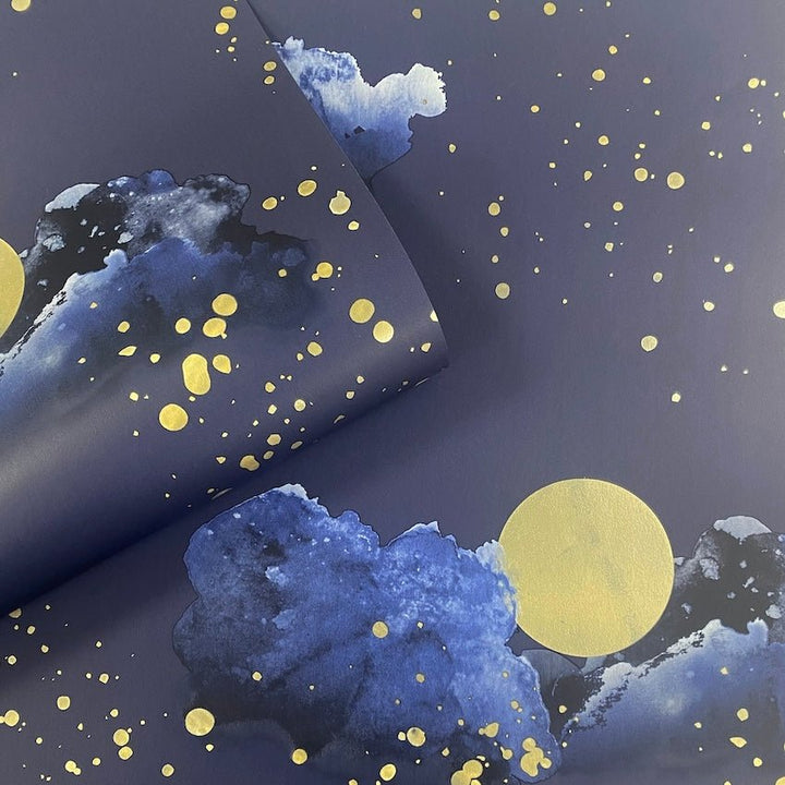 - Muriva Night Sky Blue & Gold Wallpaper - 200502 - Decor Warehouse