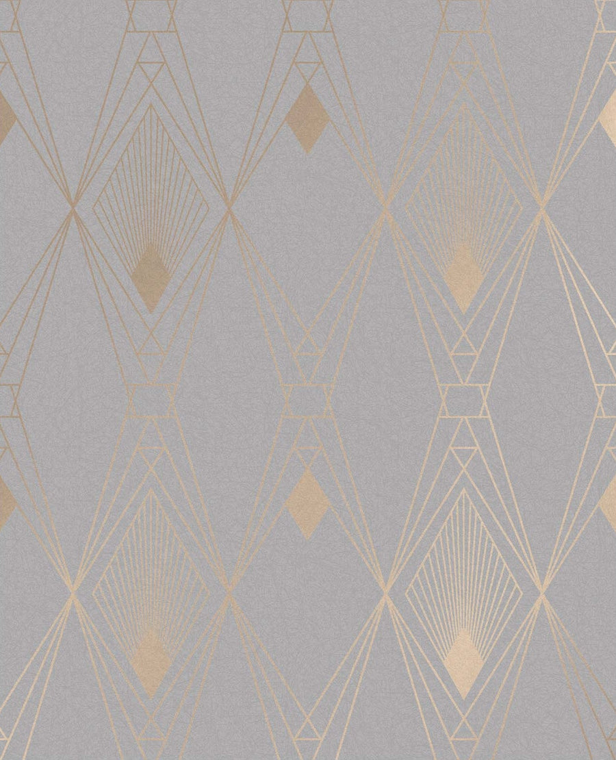 118314-Graham & Brown-Next - Deco Geometric Grey Wallpaper-Decor Warehouse
