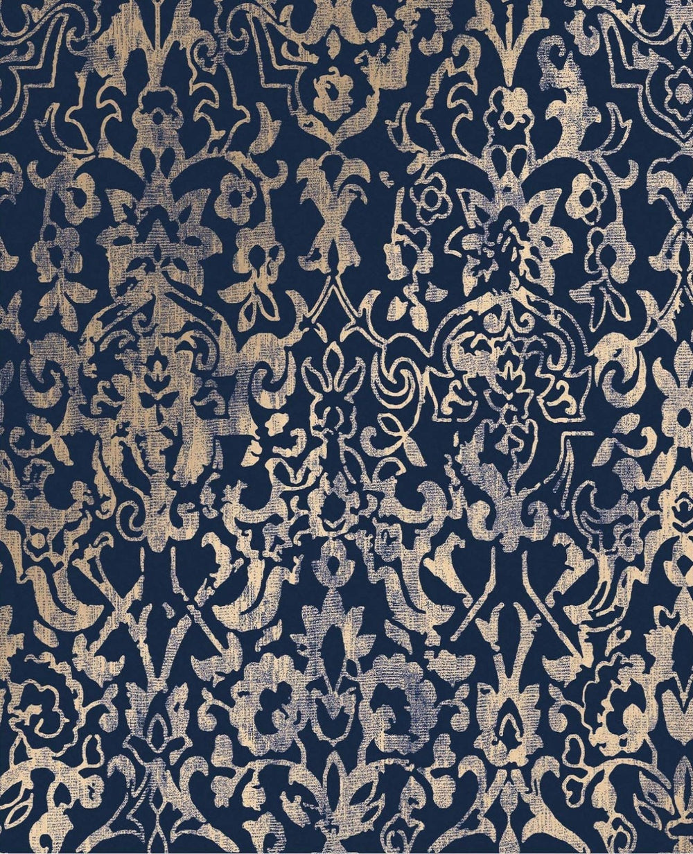 118294-Graham & Brown-Next - Majestic Damask Navy Wallpaper-Decor Warehouse