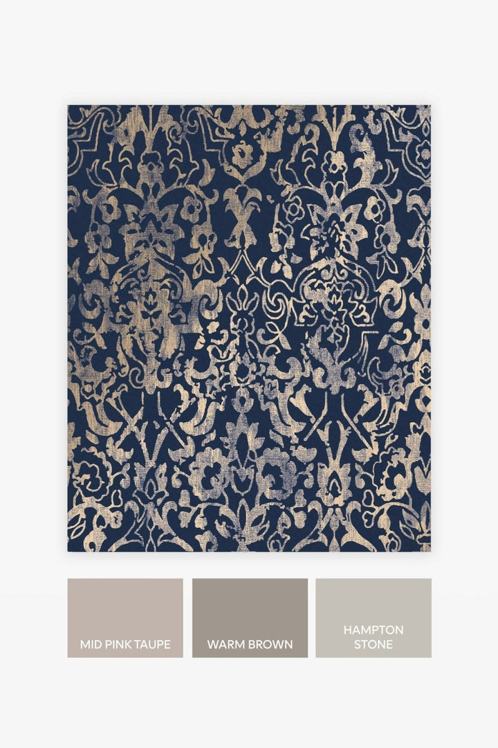 118294-Graham & Brown-Next - Majestic Damask Navy Wallpaper-Decor Warehouse
