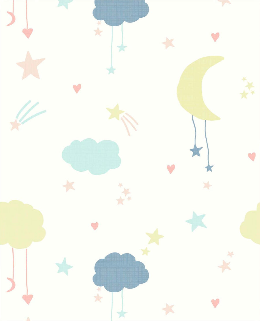 118593-Graham & Brown-Next - Moon and Stars Pastel Wallpaper-Decor Warehouse