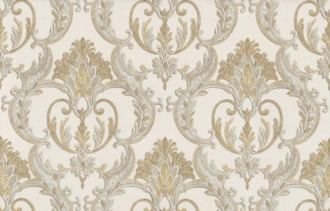 9090-Debona-Perla - Damask Gold Vinyl Wallpaper-Decor Warehouse
