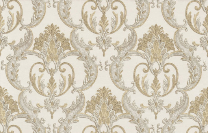 9090-Debona-Perla - Damask Gold Vinyl Wallpaper-Decor Warehouse